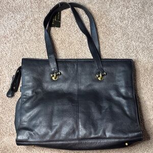 Black Leather Tote Bag